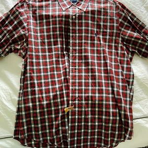 Ralph Lauren Polo red tartan classic button down XL